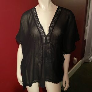 Sheer black embroidered top